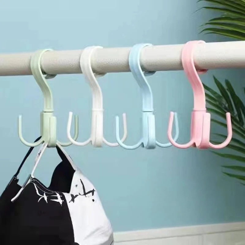 Dos ganchos giratorios de 360 grados, ganchos de almacenamiento de plástico de cuatro garras, ganchos multifuncionales para guardar bolsas y corbatas en el armario.