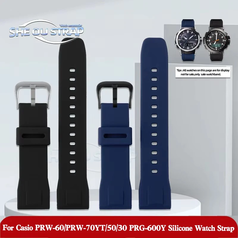 

Силиконовый ремешок 23 мм для Casio PROTREK PRW-60 PRW-70YT PRW-50 PRW-30 PRG-600YB PRG-650 PRW-6600, водонепроницаемый ремешок для часов, черный, синий