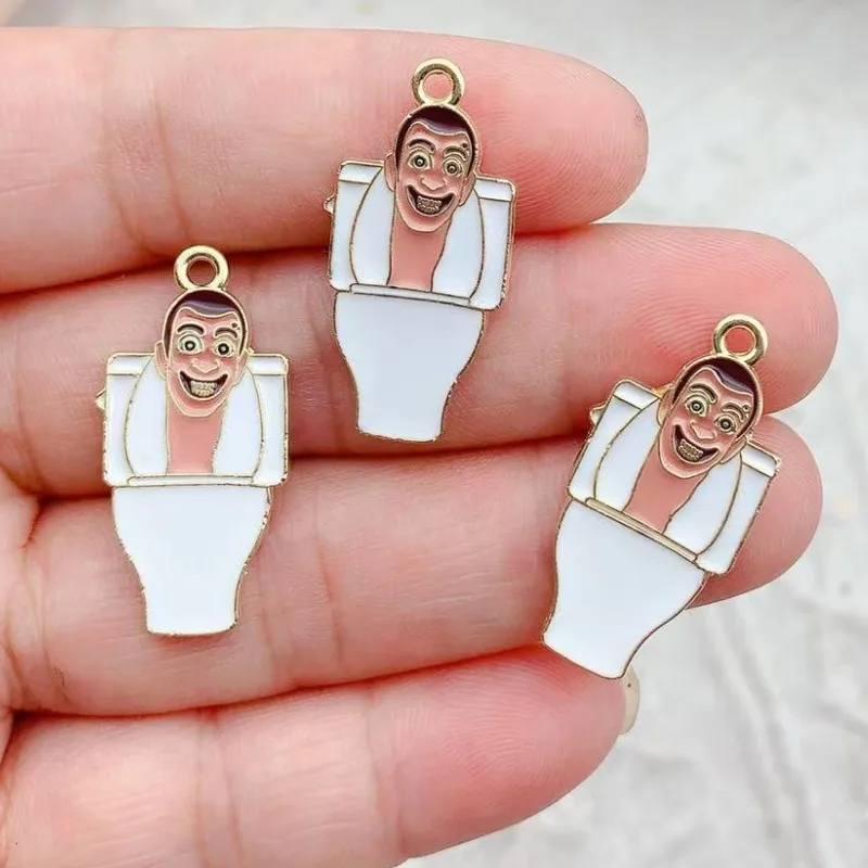 10PCS Skibidi Toilet Toy Cartoon Character charms DIY Jewelry Accessories Metal Bag Decoration Piece Necklace Keychain Pendant