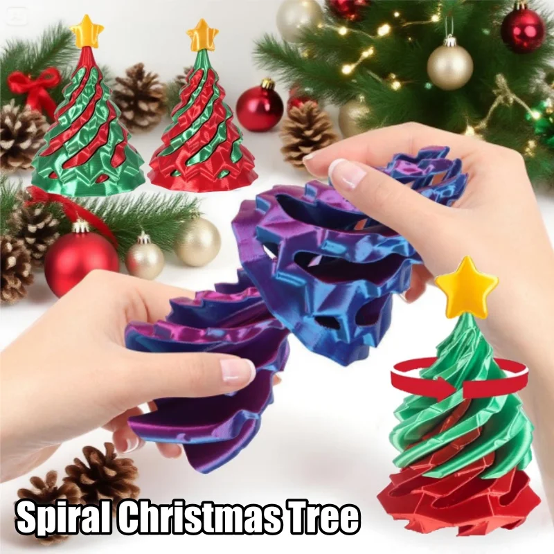 ثلاثية الأبعاد مطبوعة دوامة مخروط شجرة عيد الميلاد دوامة لعبة لتخفيف التوتر احتفالي مكتب الديكور هدية عيد لا تُنسى لجميع الأعمار #1