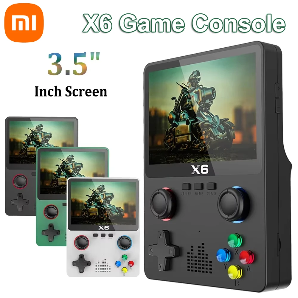 Xiaomi X6 Retro Handheld Video Game Console Dual Joystick 3.5 Inch IPS Screen Portable Pocket Video Player Games For Kids Gifts