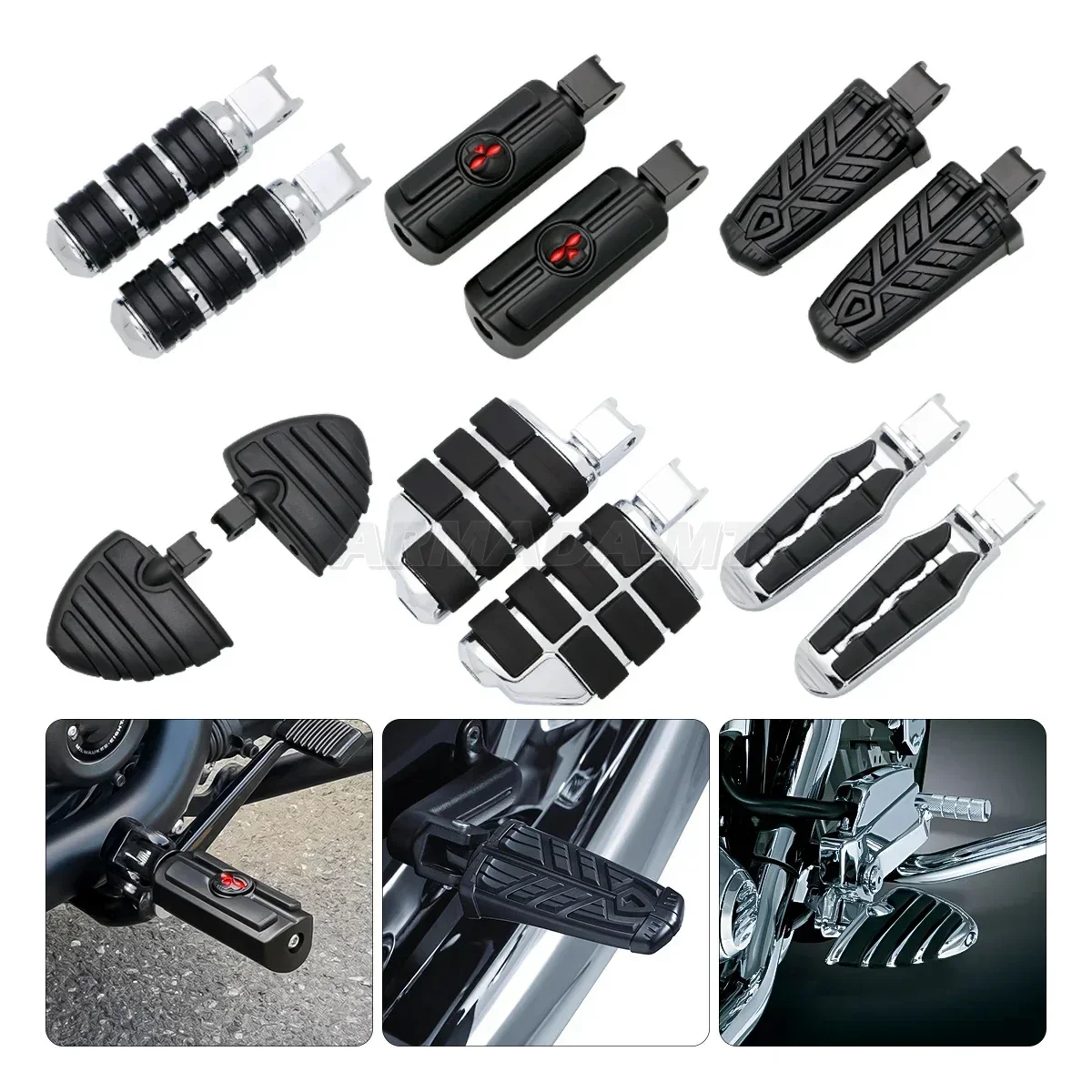 Motorcycle Front Foot Pegs Footrests Floorboards For Honda Shadow VT750 Aero VTX1300/1800 VT1300 Steed VT600 VLX400 Magna VF750