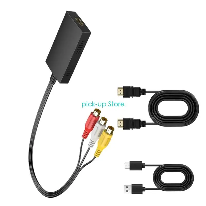 Q5WA 3RCA أنثى/ذكور إلى محول محول الفيديو HDTV دعم 1080p تبديل