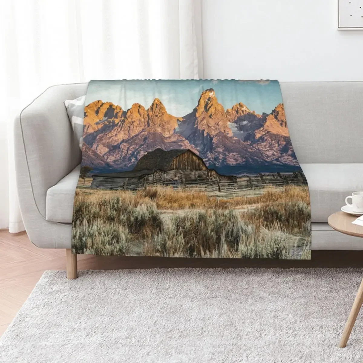 

Grand Teton National Park - Moulton Barn Throw Blanket Plaid Plaid on the sofa Custom Decoratives Blankets