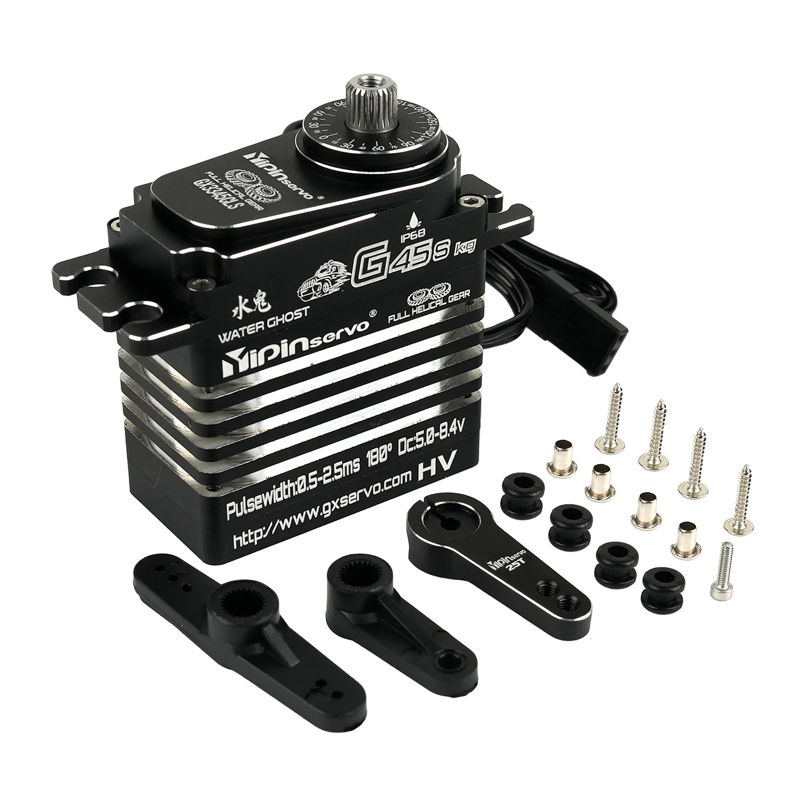 

Цифровой водонепроницаемый сервопривод с высоким крутящим моментом 45 кг — бессердечный двигатель с металлической шестерней IP68 для радиоуправляемых автомобилей/роботов (180/270/360 ° Регулируемый)