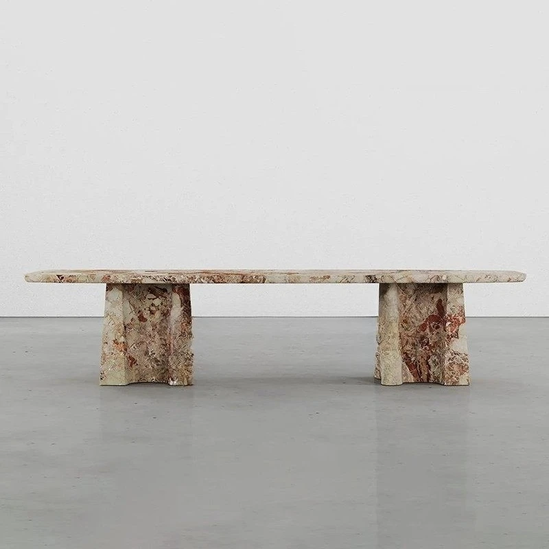 A natural marble rectangular coffee table is a modern light luxury art form