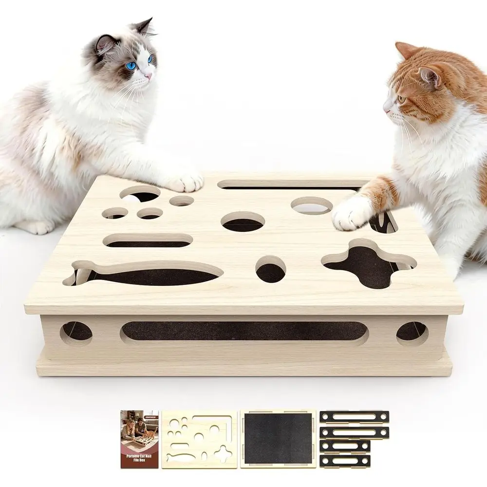

Large Solid Wood Cat Scratching Box with Sandpaper Interior - Natural Nail Trimming Alternative
