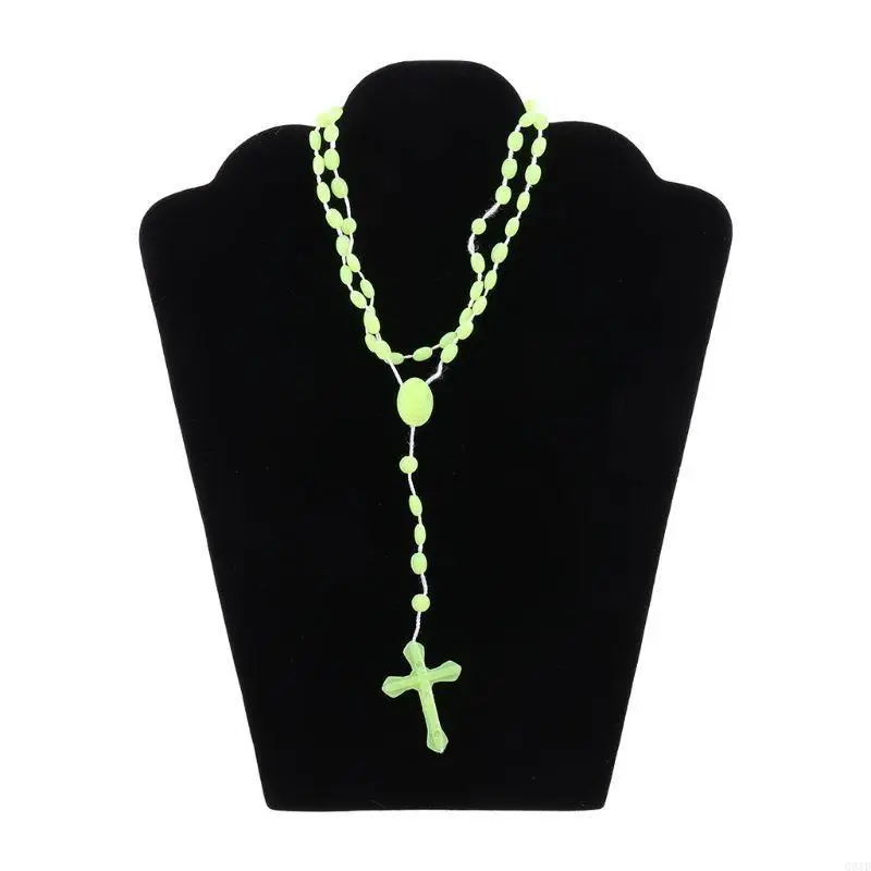 Random Colors Rosary Beads Necklace Bracelet Plastic Noctilucent Necklace Catholicism Prayer Religious Jewelry for Friends