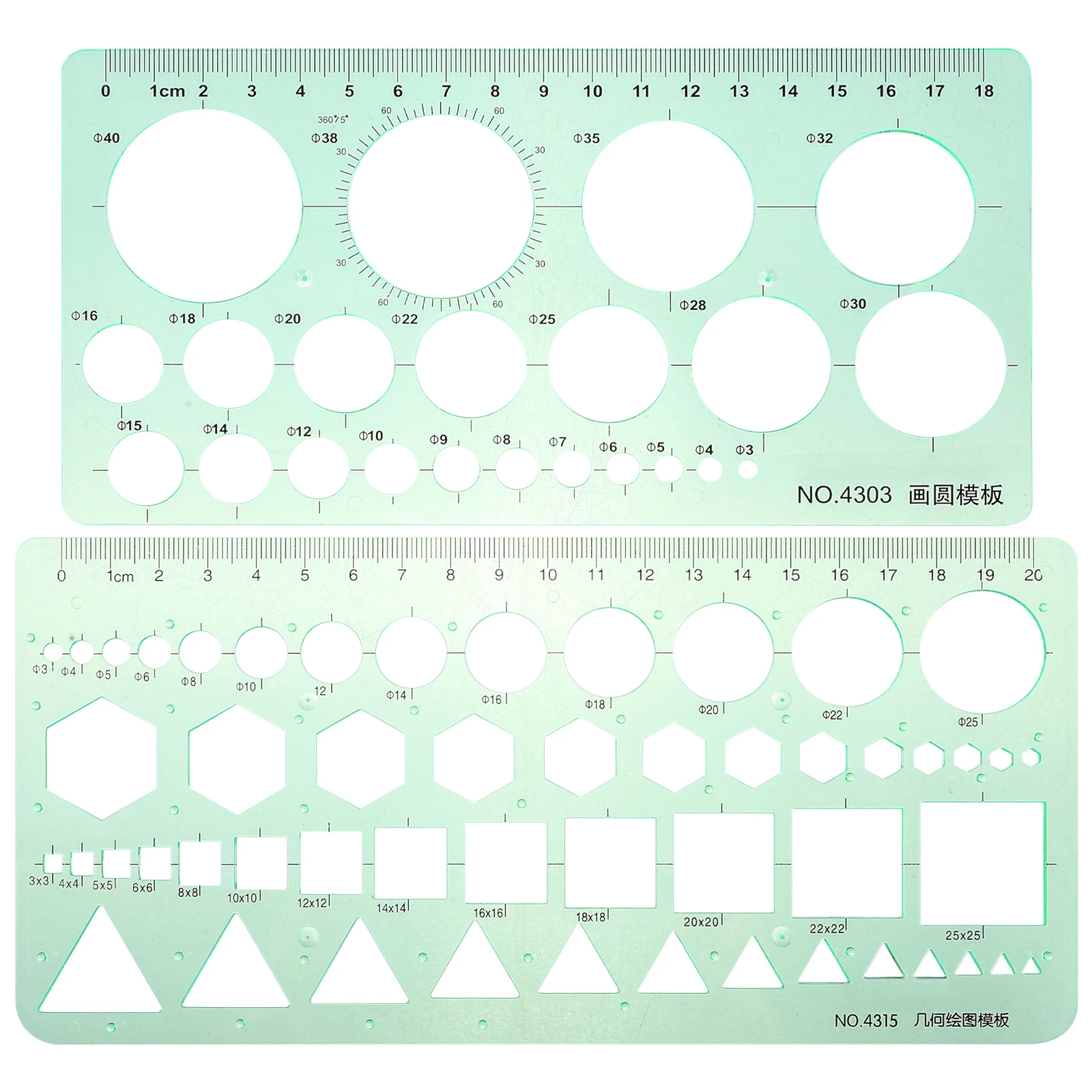 2pcs Circle Ruler Round Drawing Tools Multi-purpose Student School Plastic Template Geometry Ruler Drafting Measurement