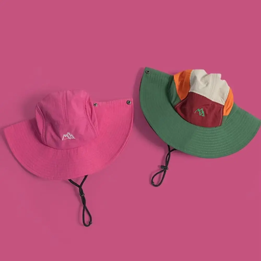Topi Ember Warna Kontras Poliester Topi Pendakian Gunung yang Dapat Disesuaikan dan Cepat Kering dengan Perlindungan UV yang Dapat Dilipat