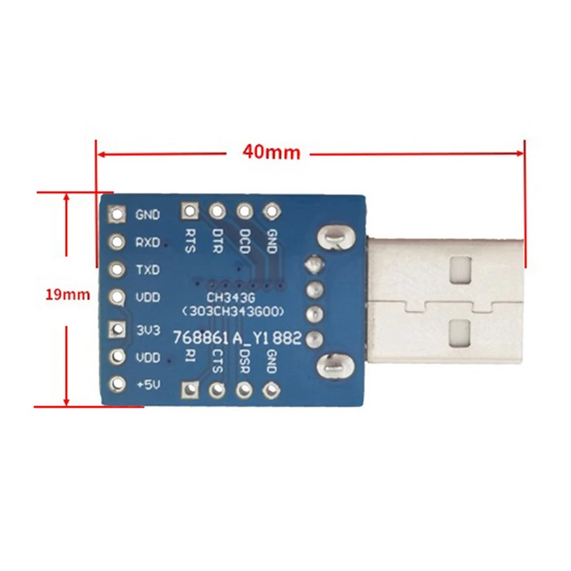 Convertidor USB a TTL, módulo de serie CH343G portátil multifuncional, Compatible con USB V2.0, fácil de instalar, fácil de usar