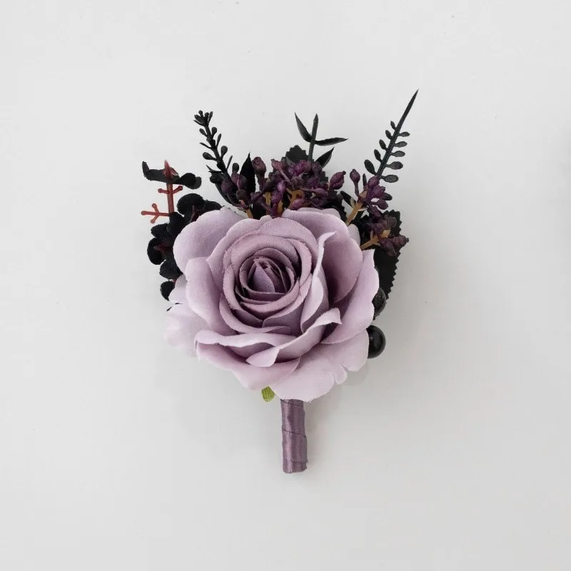 

Персонализированные темные готические свадебные аксессуары для жениха, запястья, груди, цветок, украшение для платья на Хэллоуин