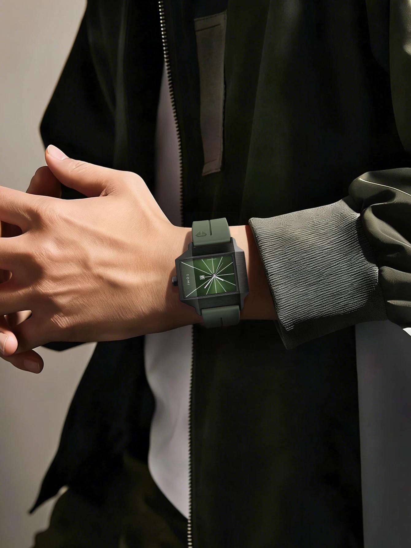 TOMI Schlichte Herrenuhr mit neuem Kalender, Quarz-Business-Mode-Armbanduhr, strukturiertes Herren-Geschenk – Detail 12