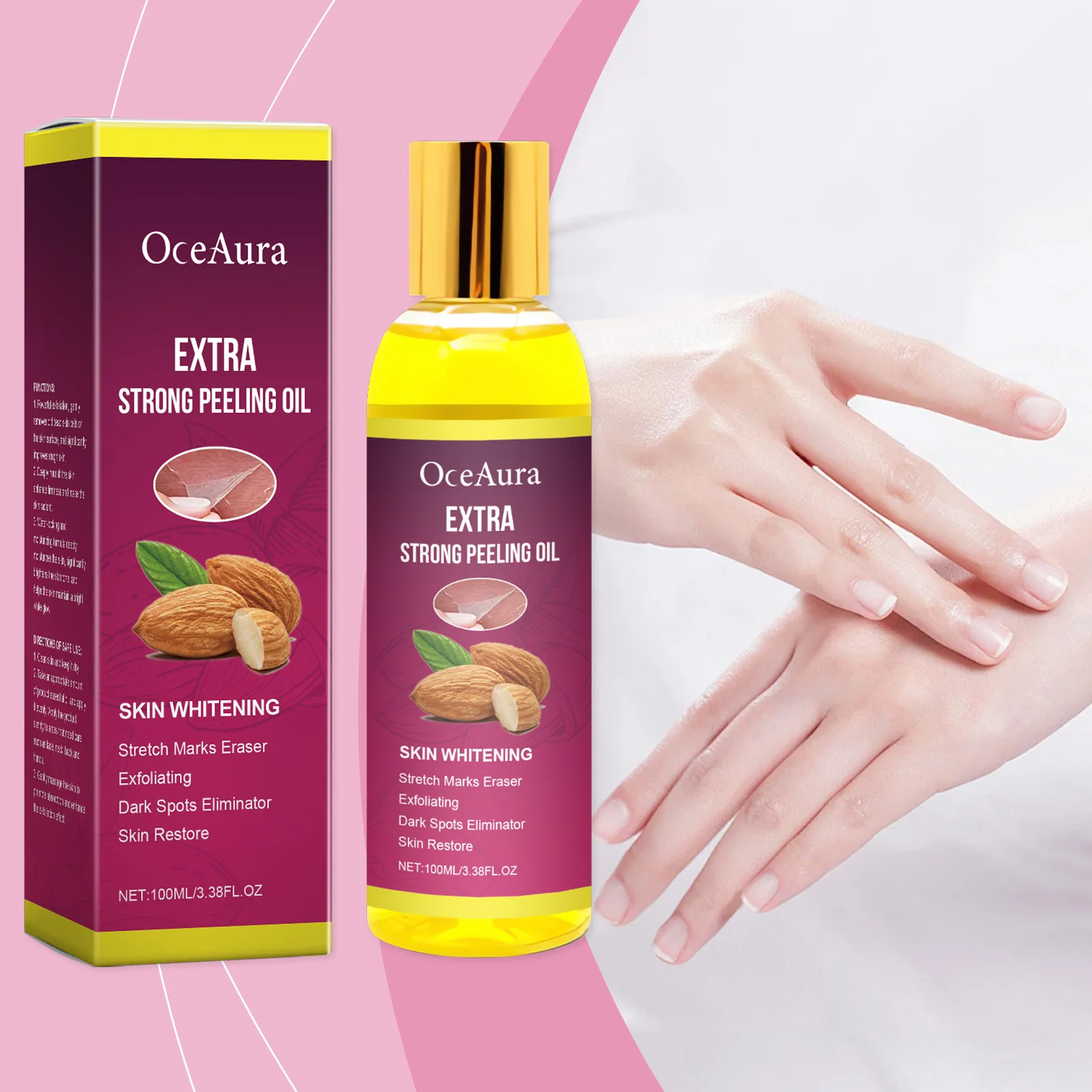 엑스트라 스트롱 필링 오일 - 스트레치 마크, 다크 스팟을 위한 피부 미백 및 각질 제거 트리트먼트 - 100ml/3.38FL.OZ 딥 리스토어링