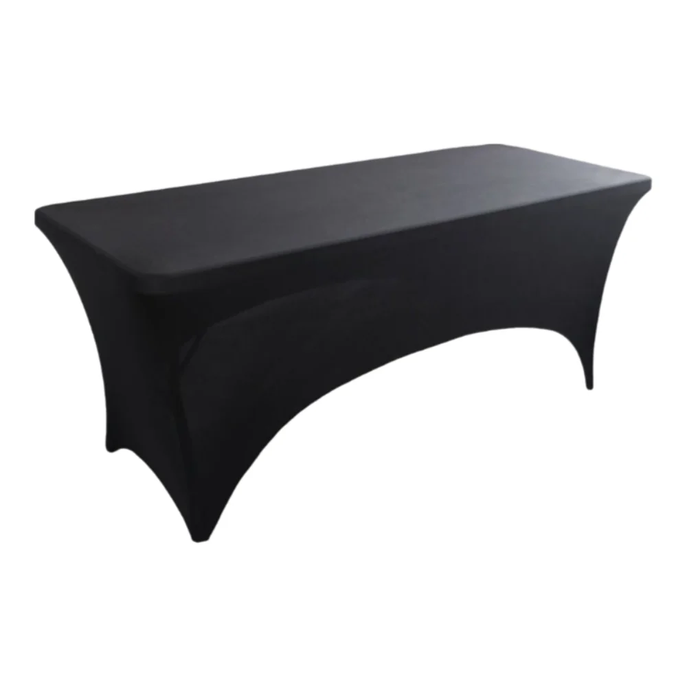 Black 4/6/8FT High Stretch Tablecloth Universal Washable Rectangular Cloth Elastic Birthday Cover Wedding Party