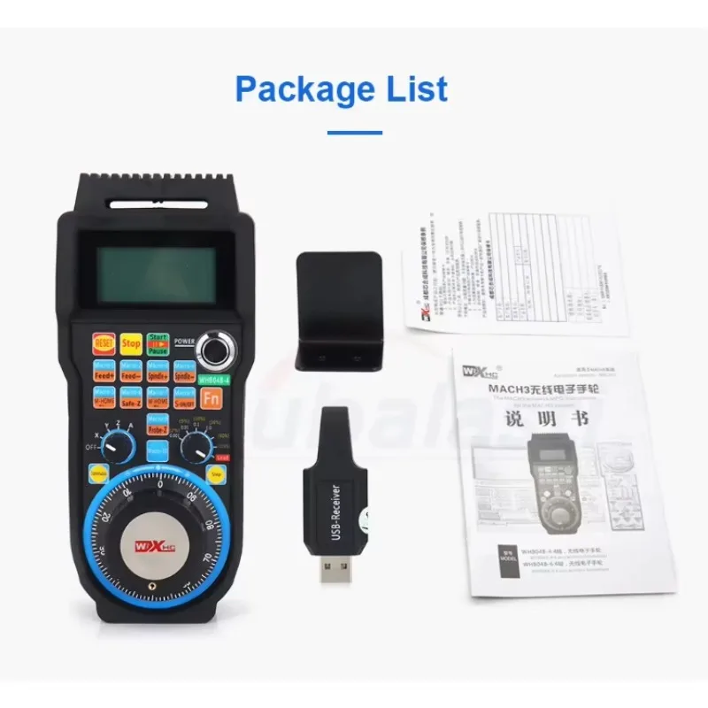 WHB04B 4/6 محور USB عجلة اليد اللاسلكية Mach3 التحكم عن بعد USB معلقة استقبال CNC قلادة شاشة الكريستال السائل