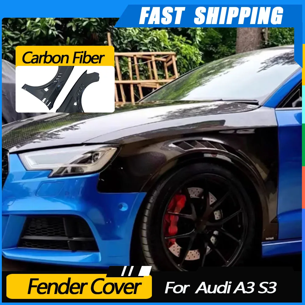 

JMCARCOOL Carbon Fiber Fender Cover BodyKit Accesorios Para Auto Front Bumper Side Fender Trim Splitter For Audi A3 S3 2014-2020