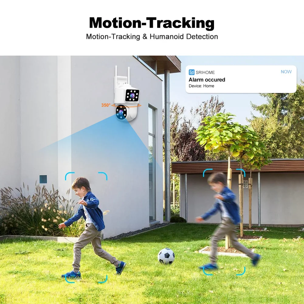 Srihome SH063 4MP PTZ Wifi kamera IP 3X Zoom podwójny obiektywAI wykrywanie człowieka bezprzewodowe kamery monitorujące CCTV kamera bezpieczeństwa