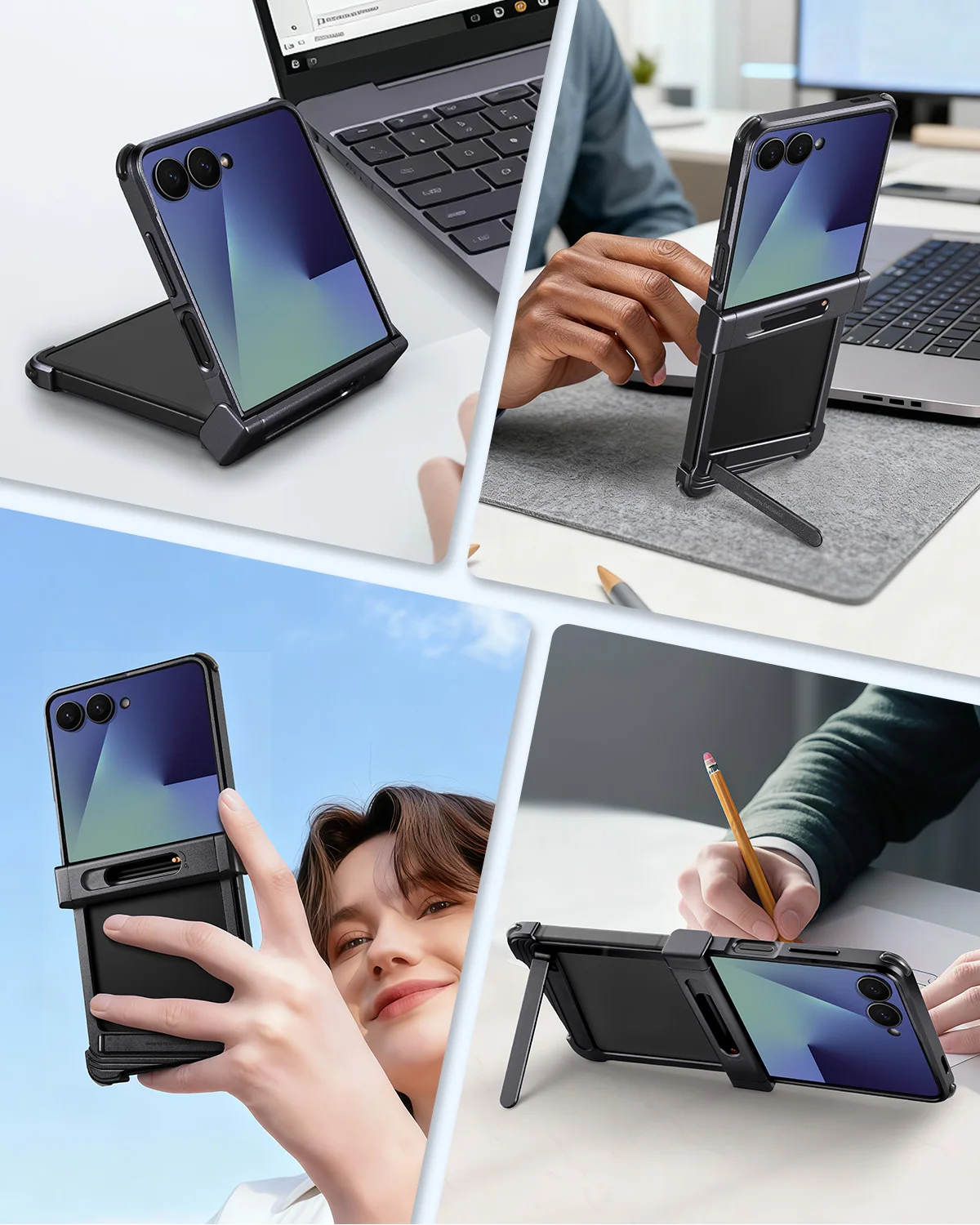 Eary Magnetic Phone Case for Samsung Galaxy Z Flip 7 With Adjustable Hidden Stand Military-Grade Shockproof Protection 7 Cover