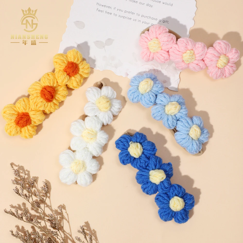 

Lovely Cute Colorful Woolen Flower Rubber Band Hair Rope Kids Headwear Korea Sweet Girl Fashion Ponytail Hair Accessories