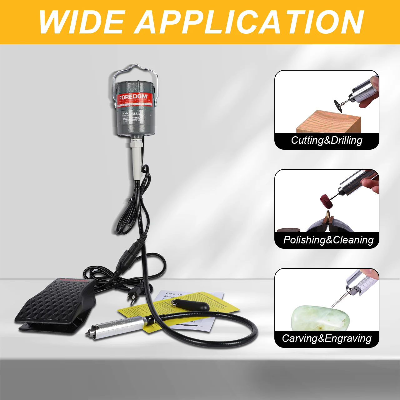 محرك Foredom Hang-Up CC-30 Flex Shaft، آلة نقش طحن المجوهرات