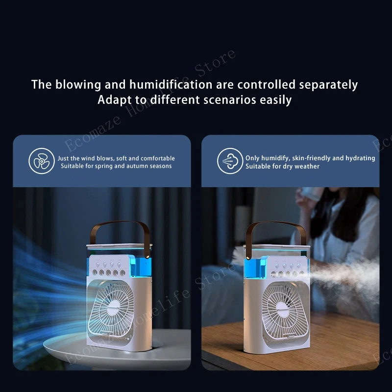 Xiaomi 3-in-1 Portable Air Conditioner Fan With LED Night Light Household Mini Humidifier Air Cooler Office Home Adjustable Fan