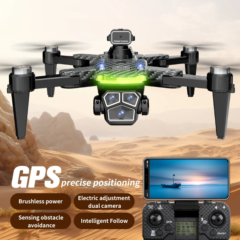 StratoView Foldable 4K GPS Drone S196 Plus, Brushless Motor, Obstacle Avoidance, FPV, Long Range, Dual HD Camera RC Quadcopter