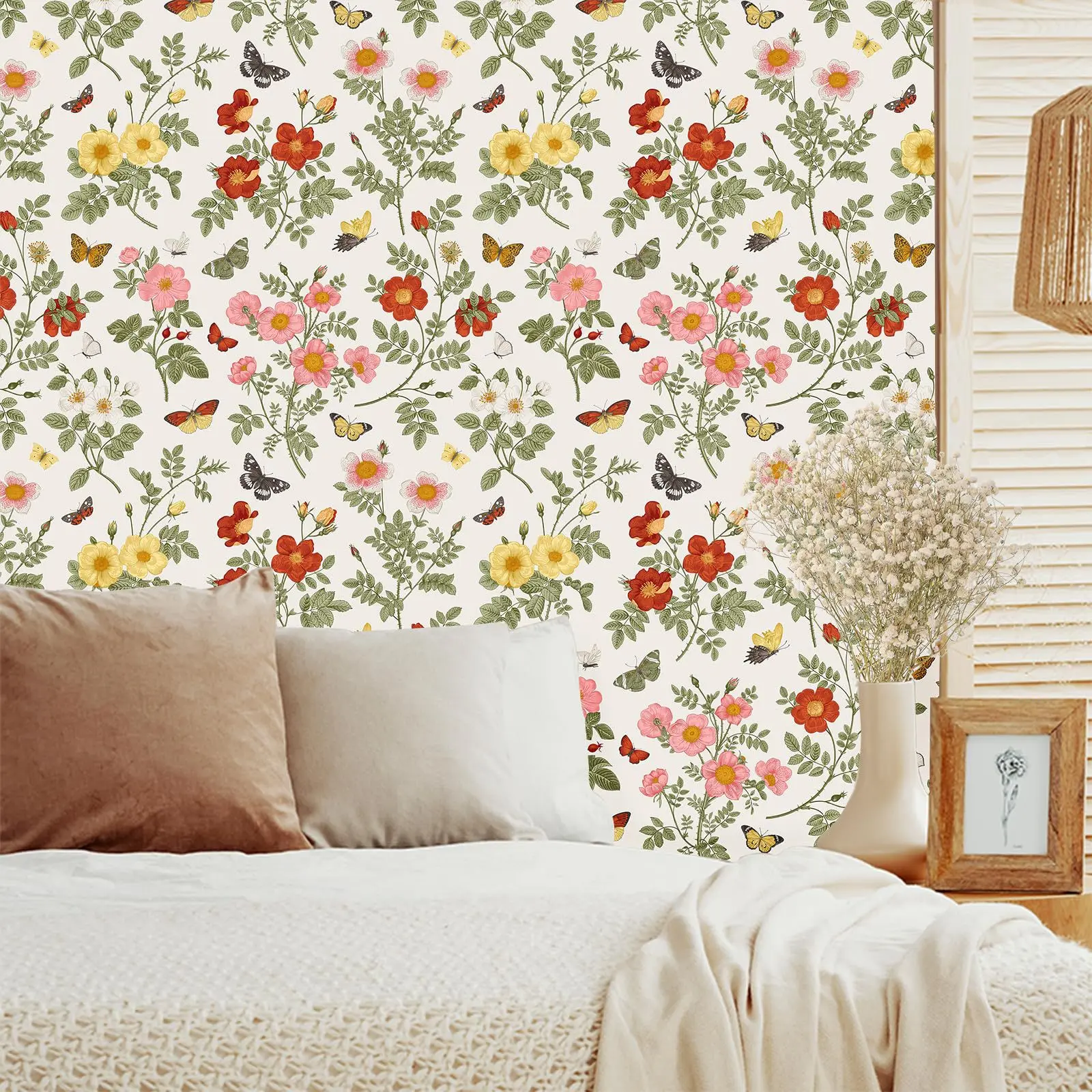 Dark Botanical Self-Adhesive Wallpaper Home Decor Vintage Fruit Floral Peel Stick Forest Wall Mural for Bedroom Cabinet