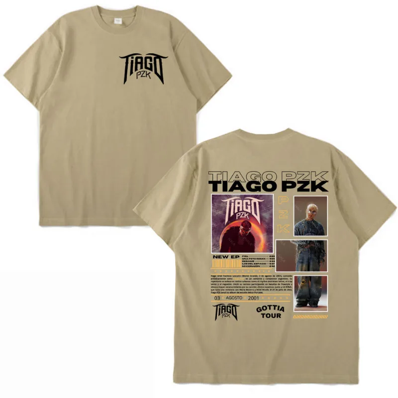 Rapper Tiago Pzk Gottia Tour Cover T Shirts Men Women Clothing Fashion Vintage Cotton T-shirts Hip Hop Punk Oversized T-shirt