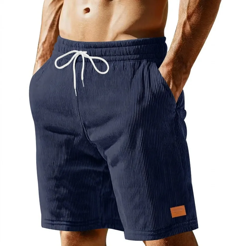 

Men Fashion Vintage Corduroy Straight Five Inch Shorts Drawstring Waist Loose Casual Sports Shorts Summer Outdoor Knee Short Pan