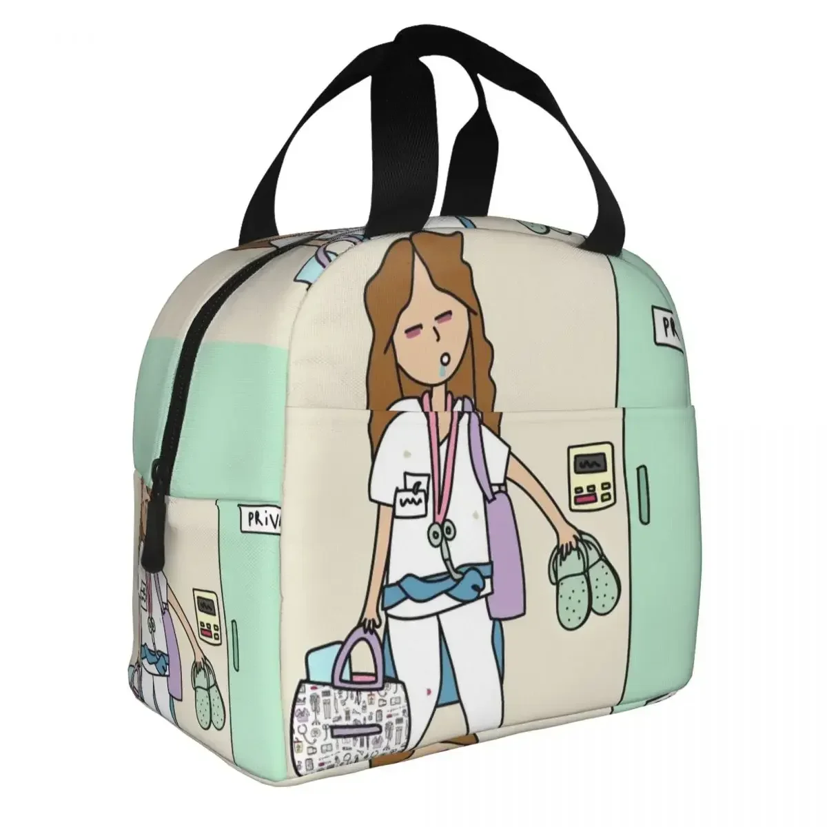 Nurse ECG Printing Insulated Lunch Bags Cooler Bag Lunch Container Enfermera En Apuros Tote Lunch Box for Men Women College