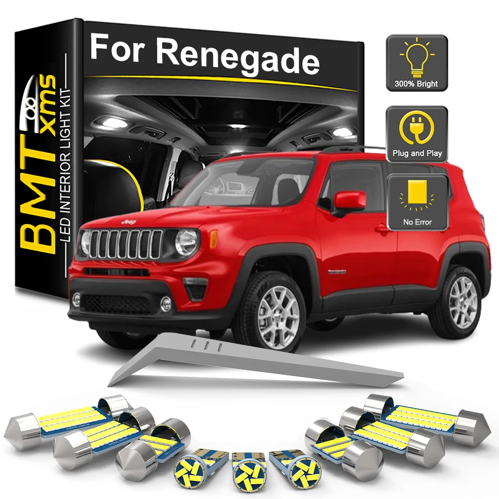 

BMTxms 12 шт. комплект светодиодных ламп для внутреннего освещения для Jeep Renegade 2015 2016 2017 2018 2019 2020 2021 автомобильная купольная лампа багажника Canbus