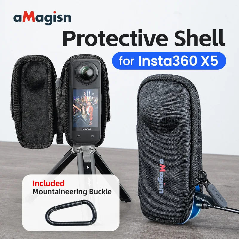 Чехол для камеры aMagisn Insta360 X5, жесткий чехол для хранения, защитный чехол с боковым/нижним доступом для аксессуаров Insta360 X5 Чехол для камеры aMagisn Insta360 X5, жесткий чехол для хранения, защитный чехол с боковым/нижним доступом для аксессуаров Insta360 X5