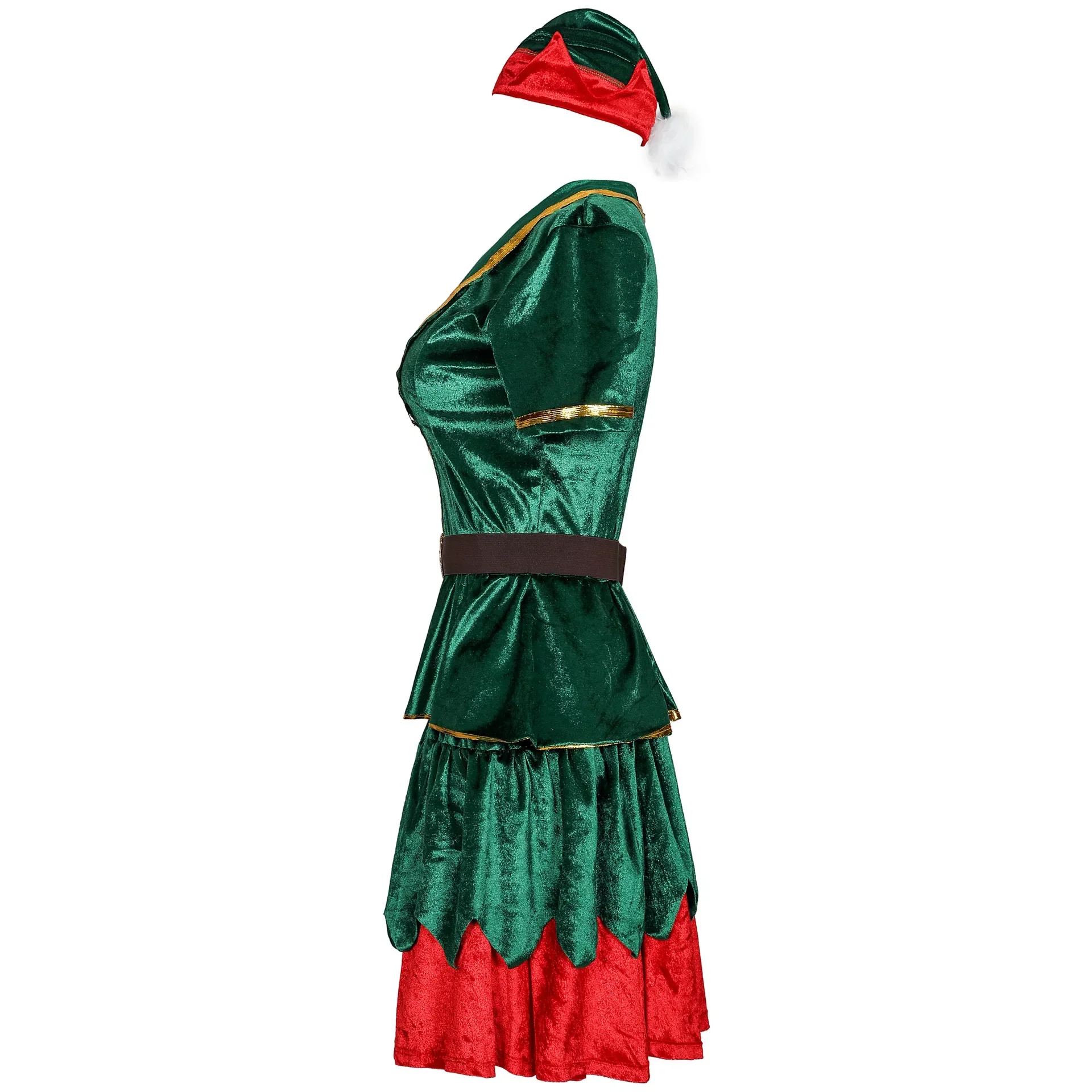 Fantasia de elfo verde de natal para homens e mulheres, cosplay, família, ano novo, roupas de festa, papai noel, árvore, show de palco, conjunto de casal de elfos