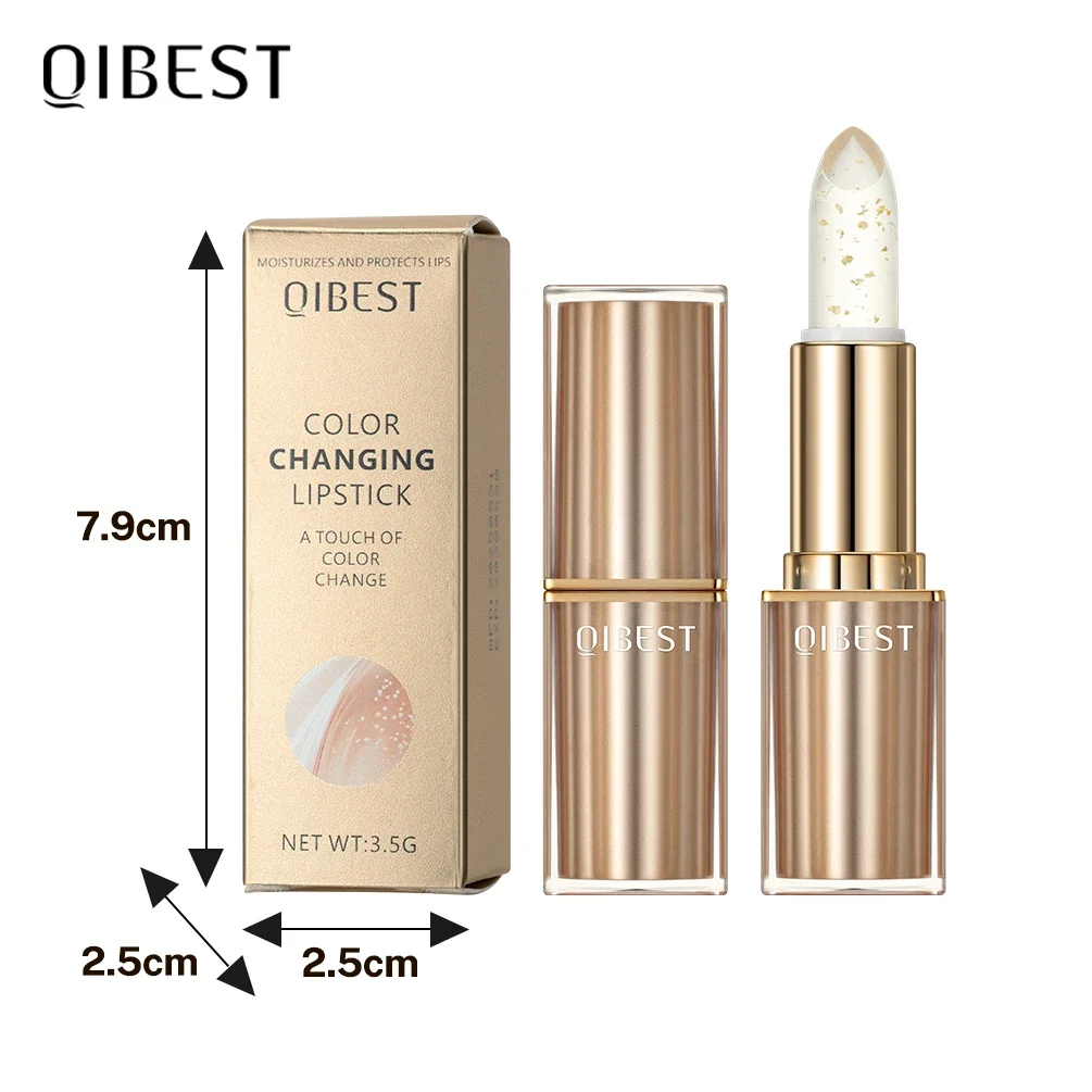 QIBEST Color Changing Lipstick Glitter Lip Blam Transferproof Long Lasting Non-Sticky Moisturizing Glossy Shine Lip Stain Makeup
