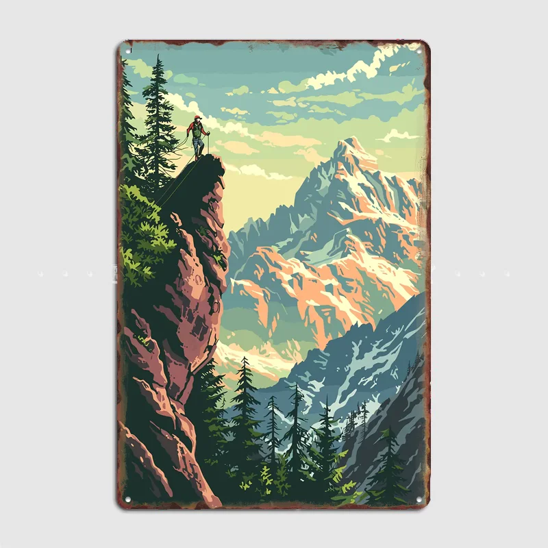 

Mountain Landscape Scenery Travel Poster Metal Sign Bar Custom Bedroom Indoor Home Wall Decor Posters Room Decoration