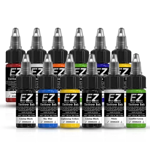 Imagen 2 del producto EZ-juego de tintas de tatuaje Premium, Kit de pigmentos para maquillaje 3D, belleza, piel, arte corporal, mezcla de 7/25 botellas, 7ML/15ML