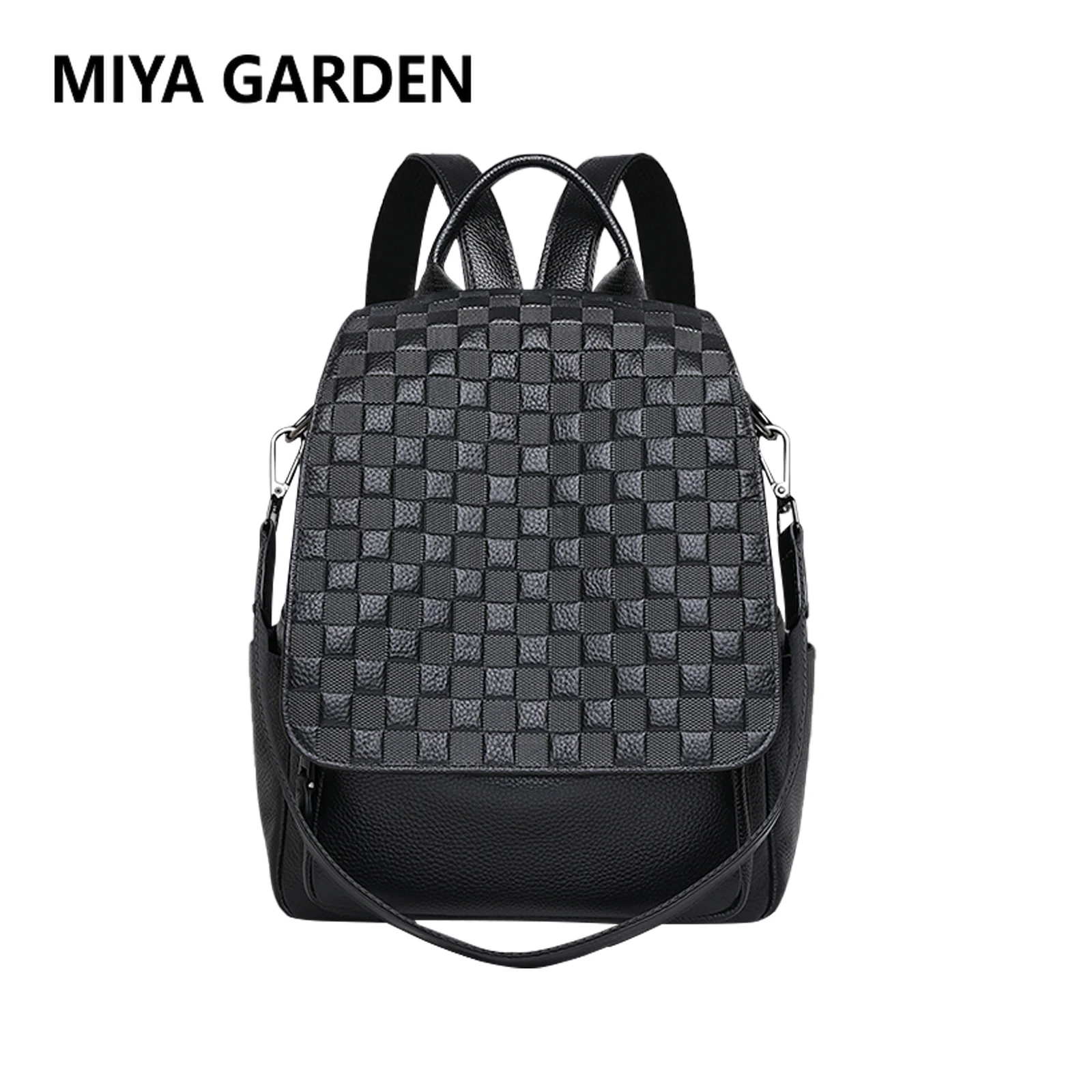 

MIYA GARDEN Women's Genuine Leather Shoulder Bag Women Backpacks Square Embossed Luxury Backpacks High Quality Shoulder Bag