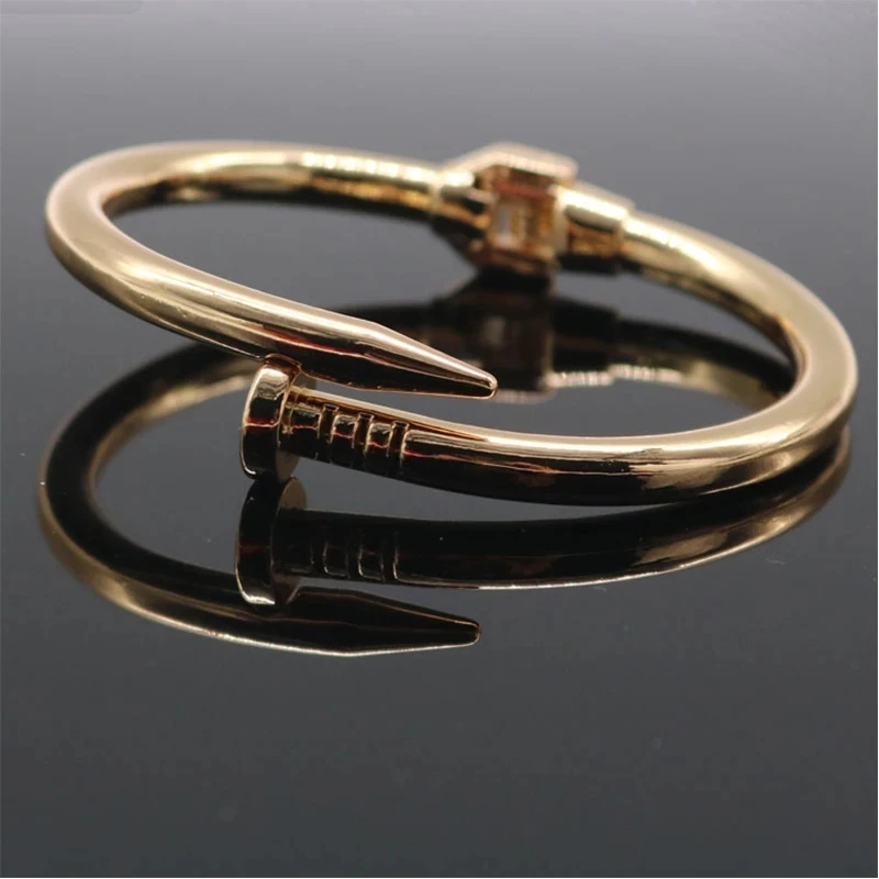 4 Color Classic Brand Nail Open Bracelets Female Temperament Simple Trendy Bracelet Stainles Steel Screw Bracelet For Women Gift