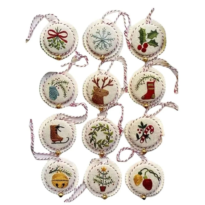 ABPQ-Jolly And Bright Hand Embroidery Ornaments Kit,Christmas Embroidery Kit,Festival Ornament Kits