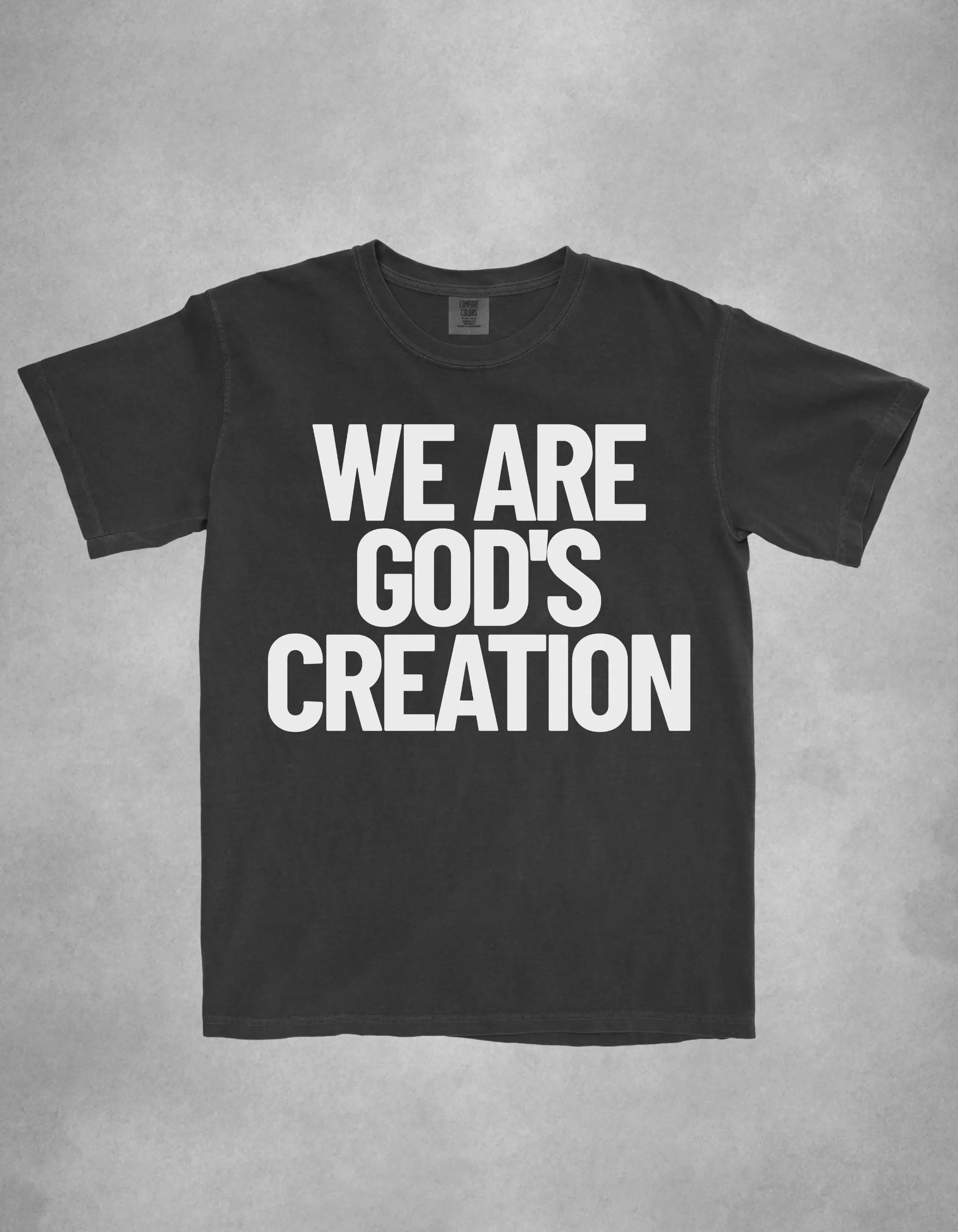 Camiseta holgada de cuello redondo con texto Vintage de Creation We Are Gods de Urban cristiano, ropa de calle religiosa, Top de corte holgado