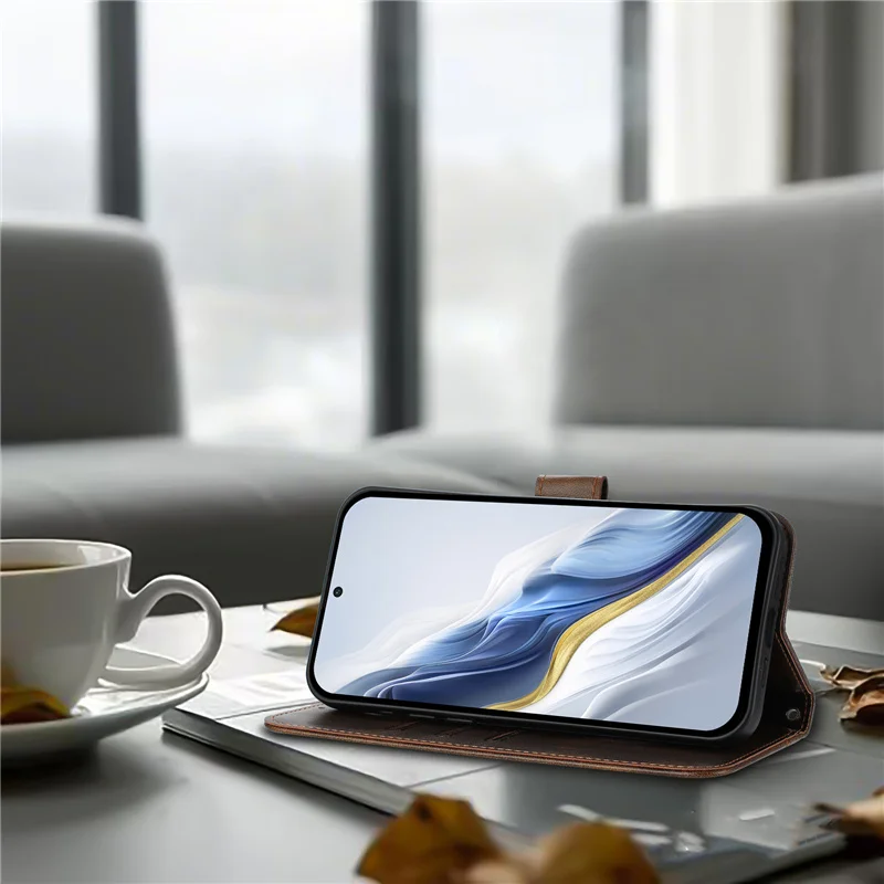 Luksusowe etui z klapką ze skóry do Honor Magic7 Magic 8 7 6 5 600 Lite Pro Honor 400 Lite, magnetyczne etui portfel z przegródkami na karty, obudowa na telefon — zdjęcie produktu 6