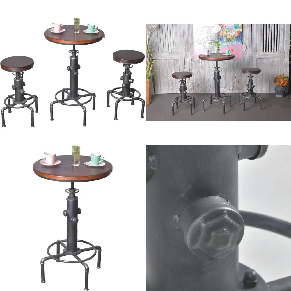 

Adjustable Height Industrial Style Bar Table, 31.5-41.3 for Kitchen, Dining, and Bistro Use