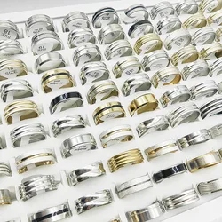 20pcs/Lot Factory Wholesale Hot Mix Style Simple Stainless Steel Finger Rings Men Women New Gifts Jewelry Bar Wide Joint Ring