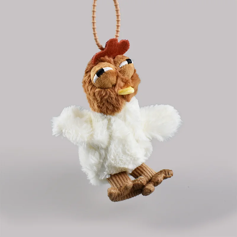 Bolso de mano con forma de gallina fea, bolso de felpa de pollo de piel, divertido llavero con colgante de pollo Kawaii, bolso de muñeca para mujer, regalos de cumpleaños