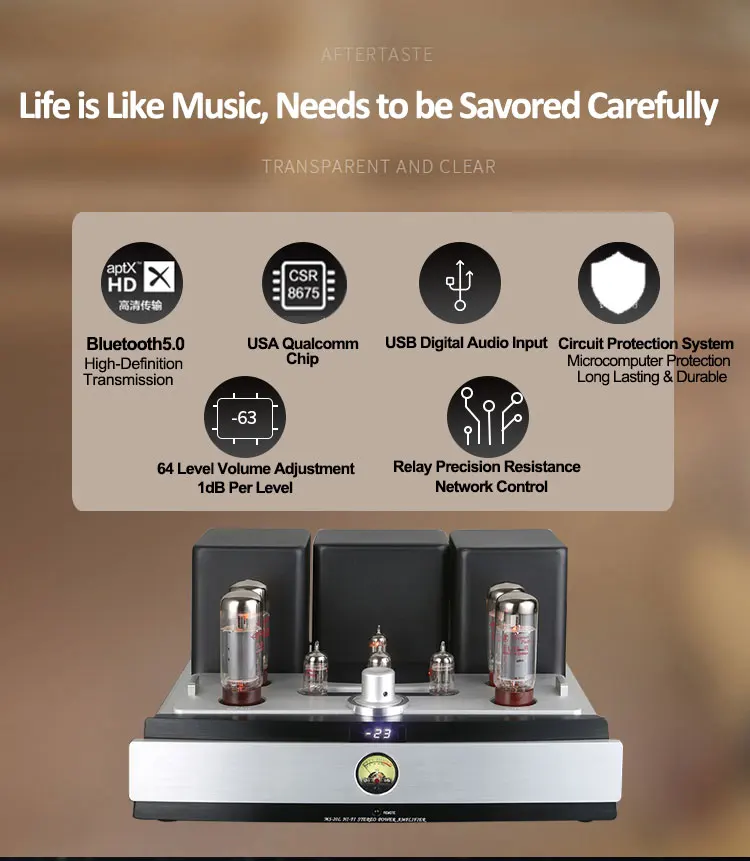 Yaqin-MS-20L Amplificador de Tubo Digital USB, Amplificador de Tubo EL34, Bluetooth, Eletrônico, AudioAmplificador, EUA, CSR8675, HIFI, Tubo