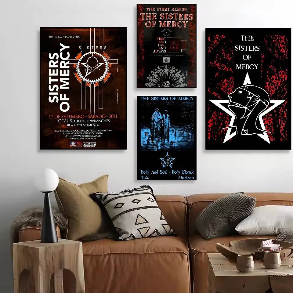 ملصق S-Sisters of Mercy Band HD Art Sticky Wall مقاوم للماء لغرفة المعيشة المنزلية وغرفة النوم والديكور الجمالي #2