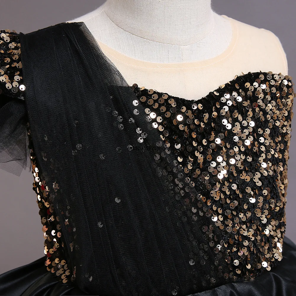 Robes de soirée en dentelle à paillettes pour filles noires, robe à nœud pour enfants, costume de Noël formel, robe de nouvel an, rouge, anniversaire de bébé, tout le monde, 1 à 10 ans