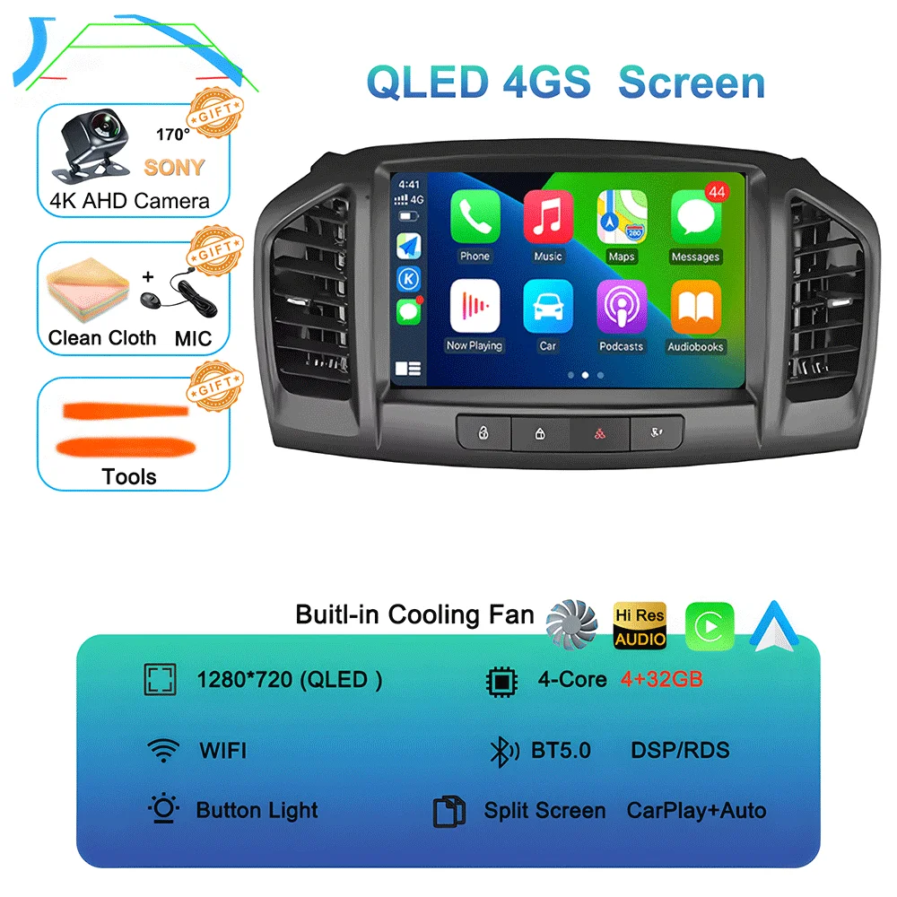 Android 16 Carplay Auto Voor Buick Regal 2009-2013 Opel Insignia 2008-2012 Multimedia Auto Radio Speler WIFi + 4G Geen 2din DVD Stereo
