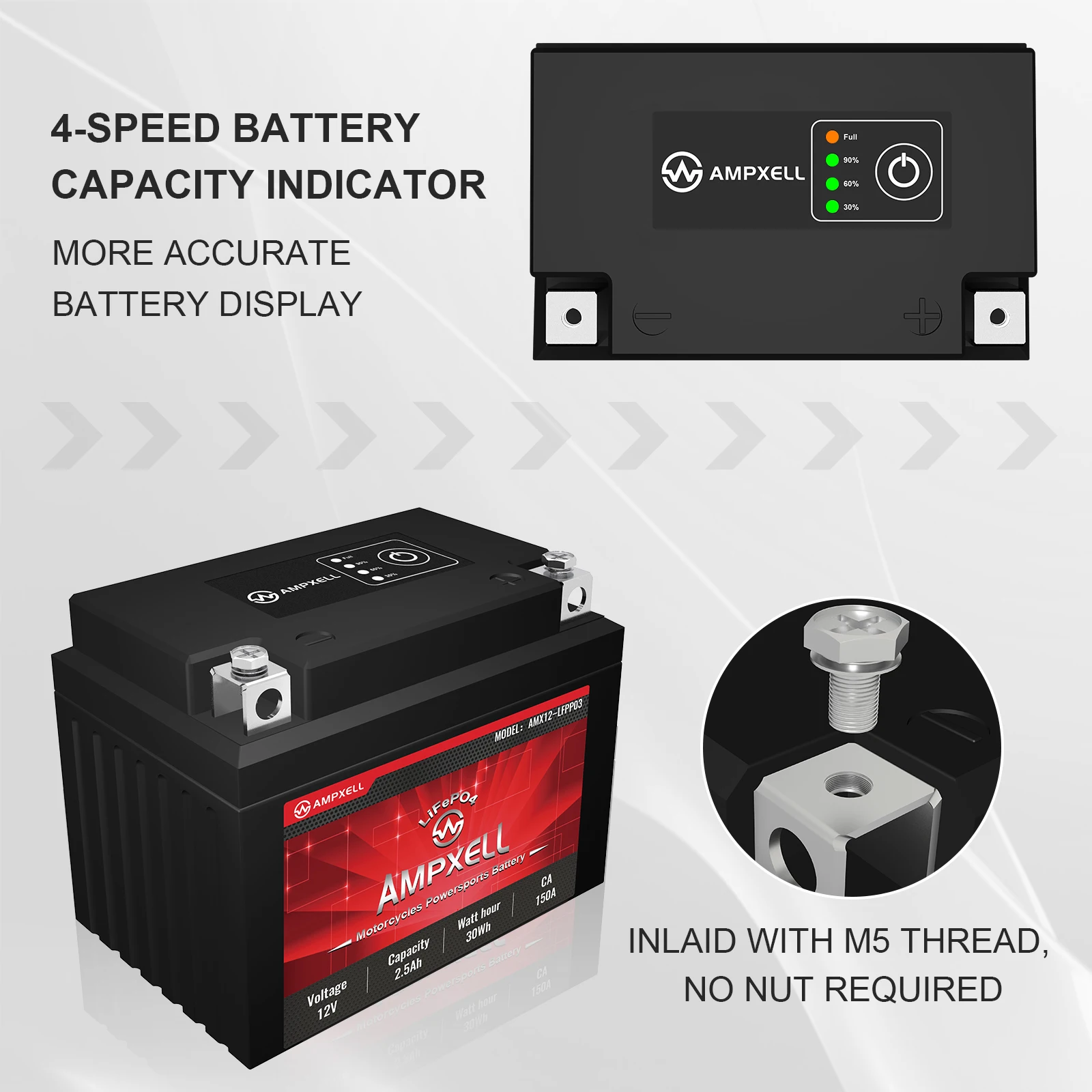 อุปกรณ์เสริมรถจักรยานยนต์ Lifepo4แบตเตอรี่12V อะไหล่แบตเตอรี่สตาร์ท2.5AH ATV, UTV, รถจักรยานยนต์, สกู๊ตเตอร์, สกู๊ตเตอร์, สกู๊ตเตอร์, สโนว์โมบิล, 4ล้อ